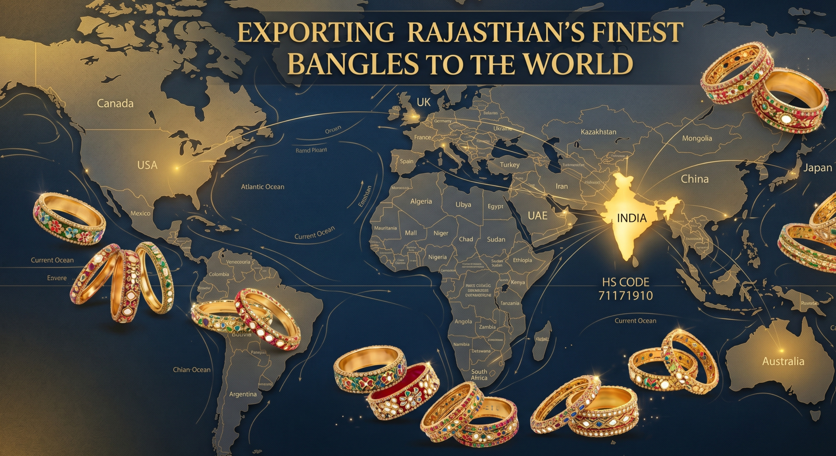 Exporting Rajasthan's Finest Bangles to the World map